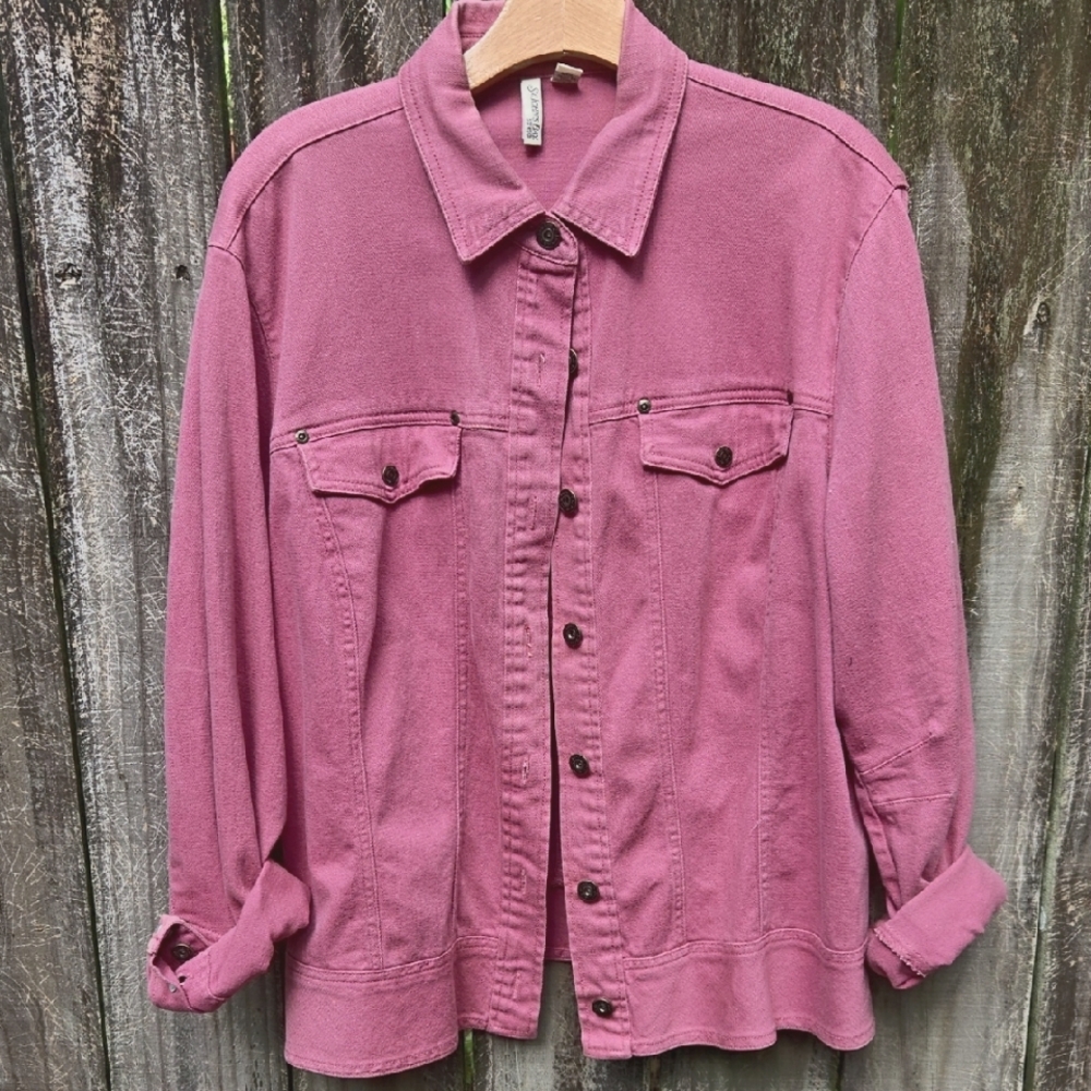 St. John's Bay Pink Denim Jean Jacket Classic Style
